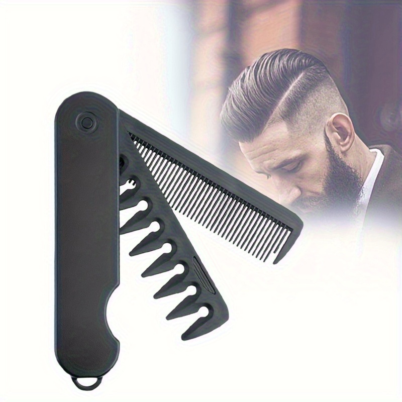 Beard Oil - Pettini tascabili pieghevoli multifunzionali, pettine a