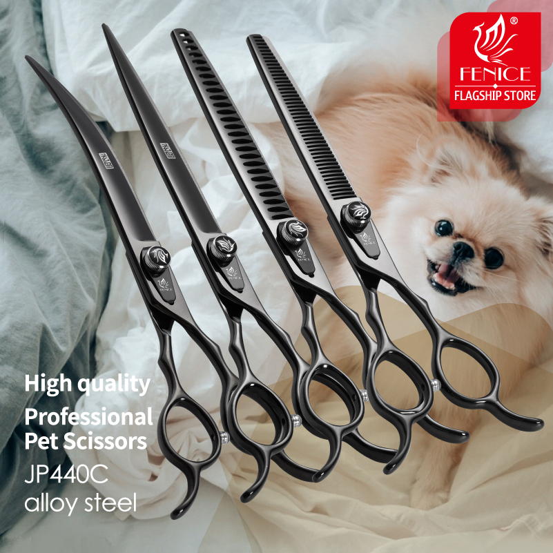 Grooming Scissors - Fenice JP440C Acciaio Professionale Nero Canino